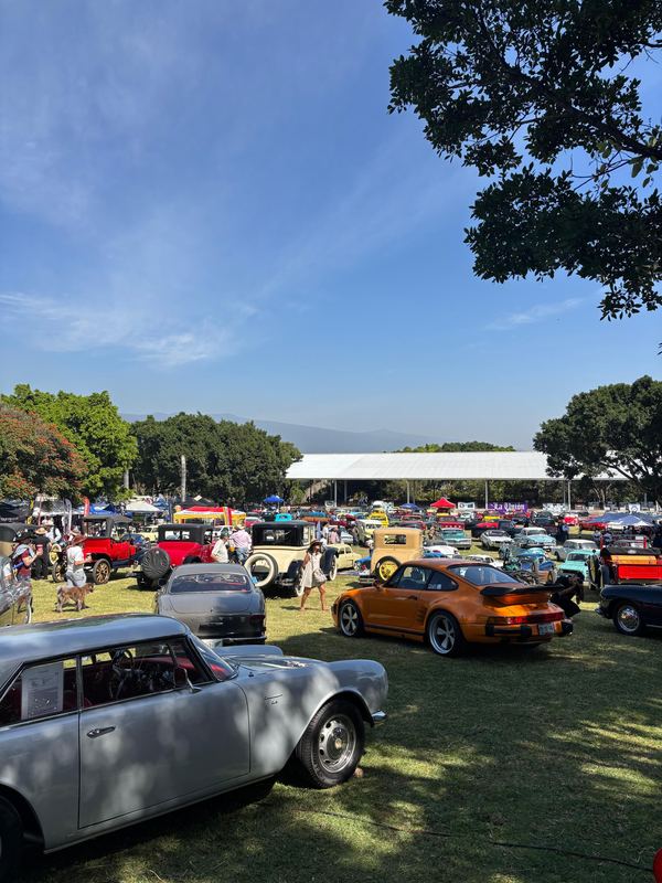 Automóviles clásicos exhibidos en el campo del Club Hípico